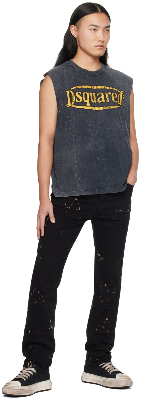 Dsquared2 Black Distressed Tank Top