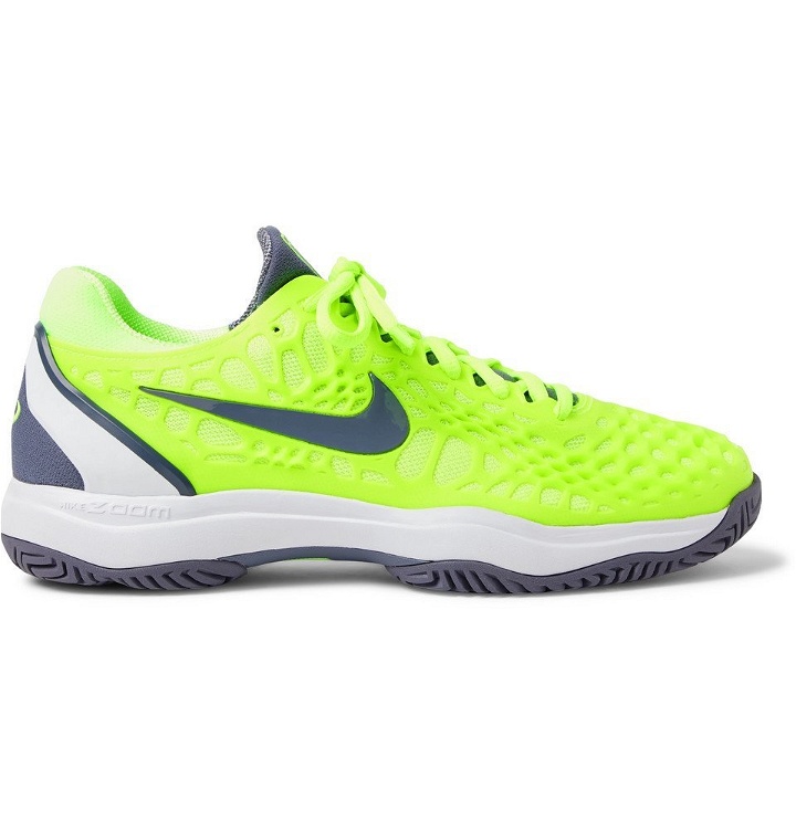 Photo: Nike Tennis - Air Zoom Cage 3 HC Rubber And Mesh Tennis Sneakers - Bright green