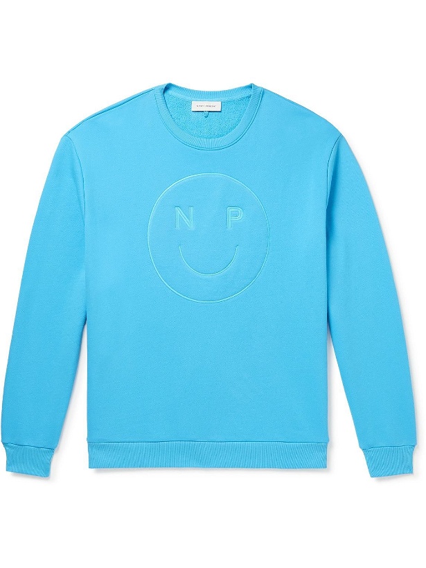Photo: Ninety Percent - Logo-Embroidered Organic Cotton-Jersey Sweatshirt - Blue