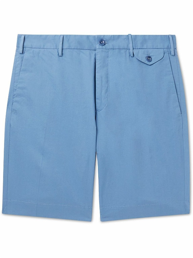Photo: Incotex - Slim-Fit Stretch-Cotton Poplin Bermuda Shorts - Blue