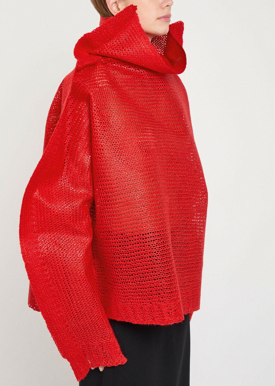 Issey Miyake Panini Draped Wool-blend top Red