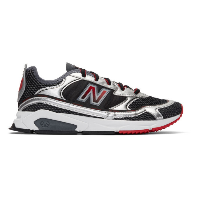 Photo: New Balance Black and Silver X-Racer Sneakers