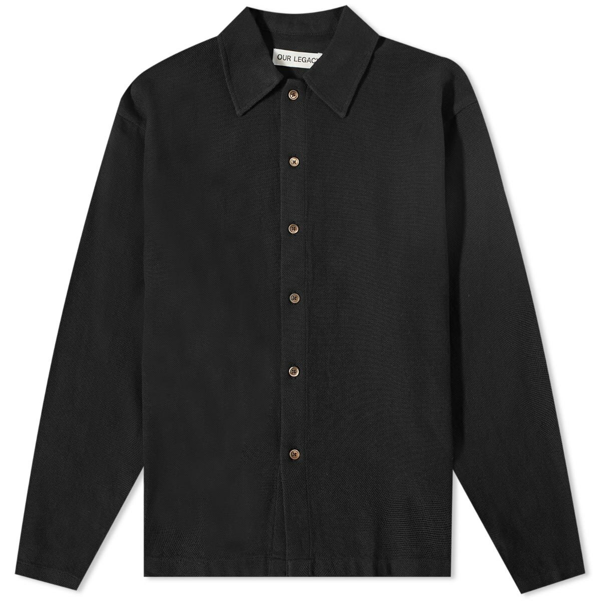 Our Legacy Men's Isola Overshirt in Black Sparse Panama Cotton Our Legacy