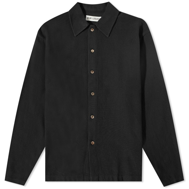 Photo: Our Legacy Men's Isola Overshirt in Black Sparse Panama Cotton
