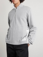 Thom Browne - Logo-Appliquéd Cotton-Jersey Half-Zip Sweatshirt - Gray