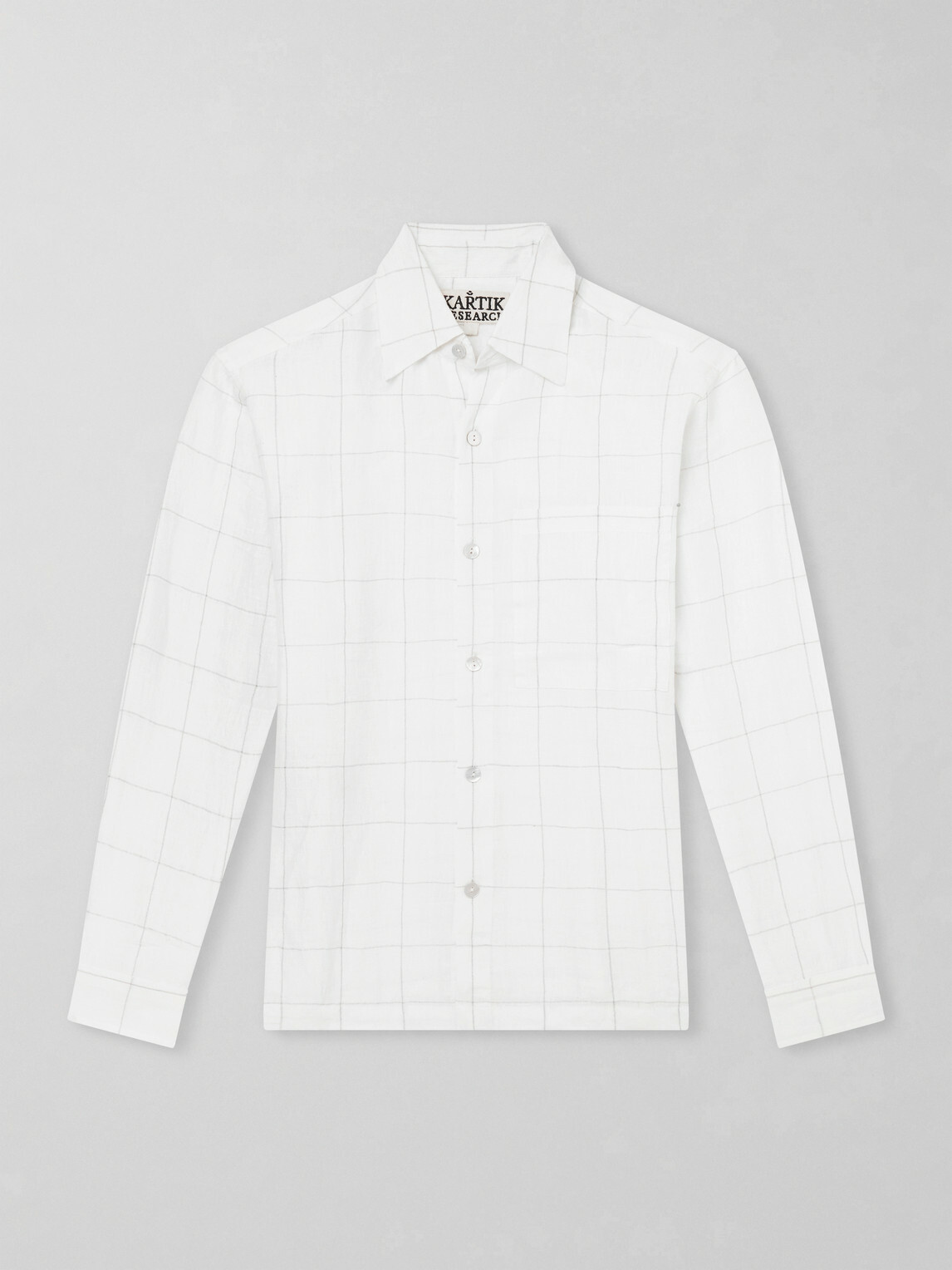 Kartik Research - Pataudi Checked Linen Shirt - White