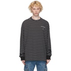 Juun.J Black Striped Long Sleeve T-Shirt