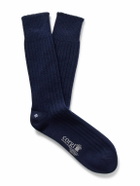 Kingsman - Ribbed Cashmere Socks - Blue