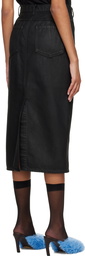 Dries Van Noten Black Paneled Denim Midi Skirt