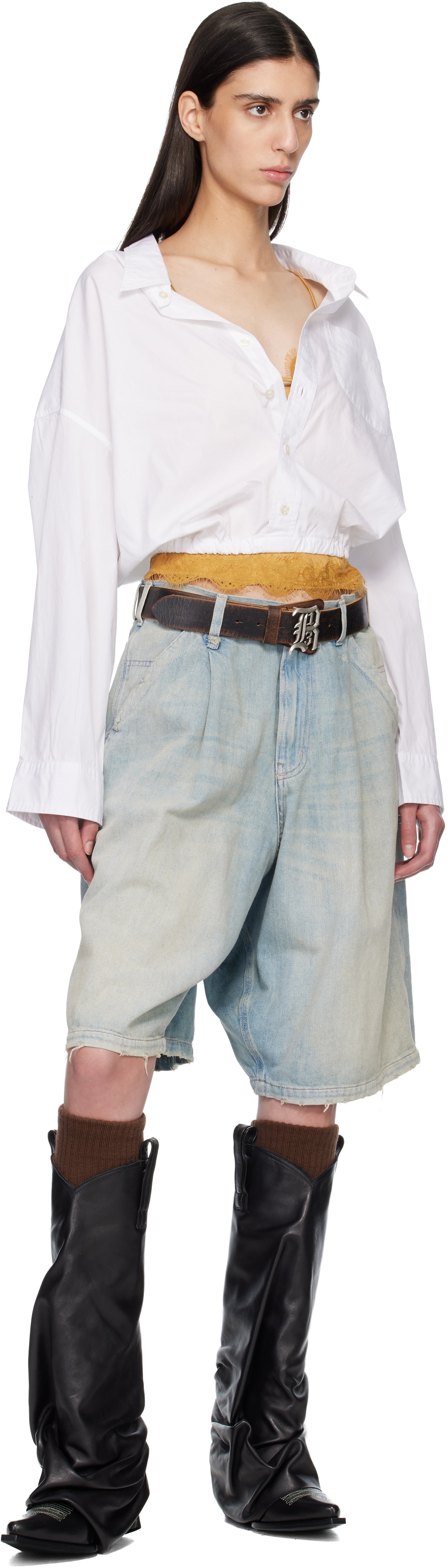 R13 SSENSE Exclusive Blue Baggy Jesse Carpenter Denim Shorts