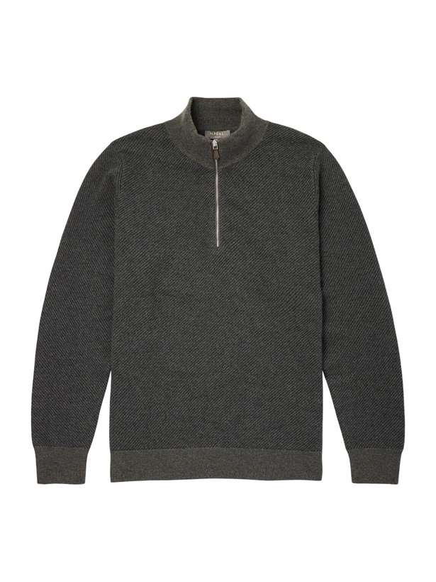 Photo: N.PEAL - Temple Cashmere Half-Zip Sweater - Gray
