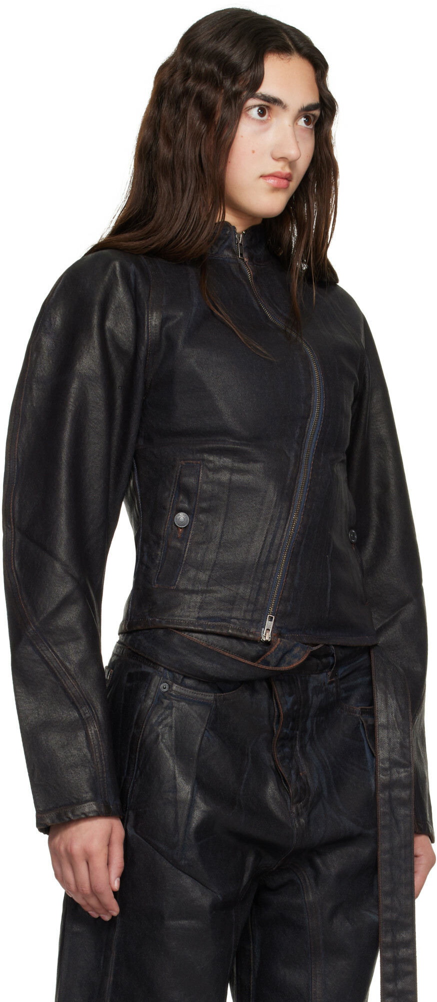 Ottolinger Brown Glazed Curve Denim Jacket