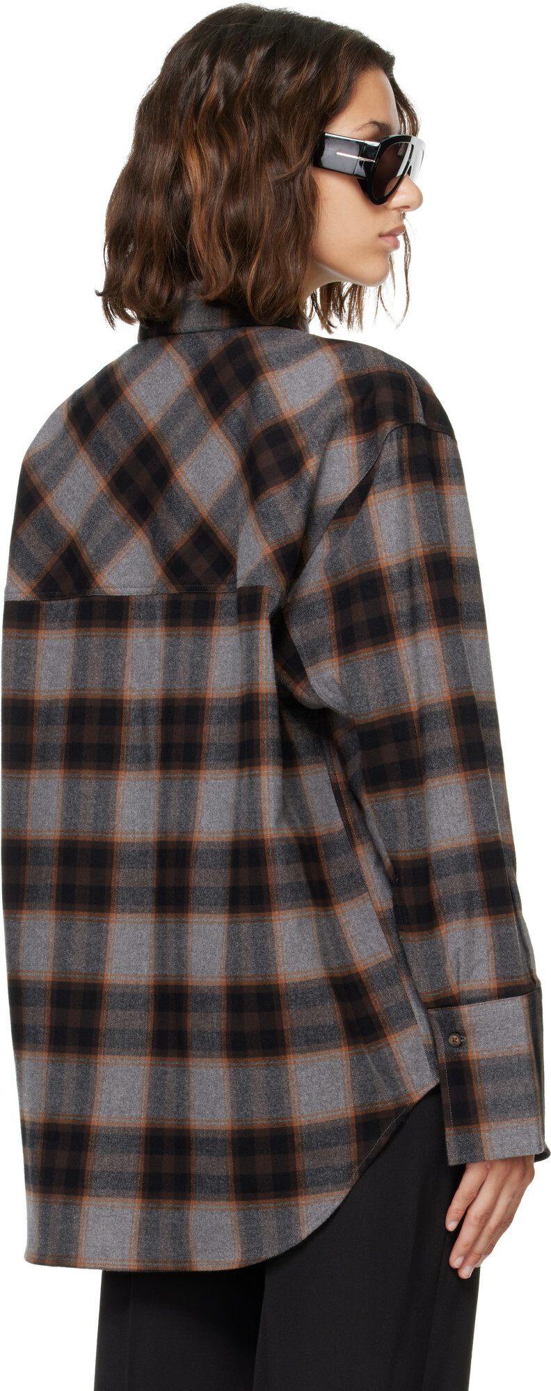 Róhe Gray Flannel Check Overshirt