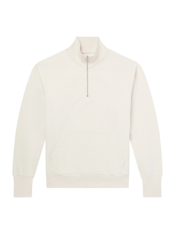 Photo: Drake's - Cotton-Jersey Half-Zip Sweater - White