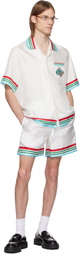 Casablanca White 'Casa Way' World Series Silk Shorts