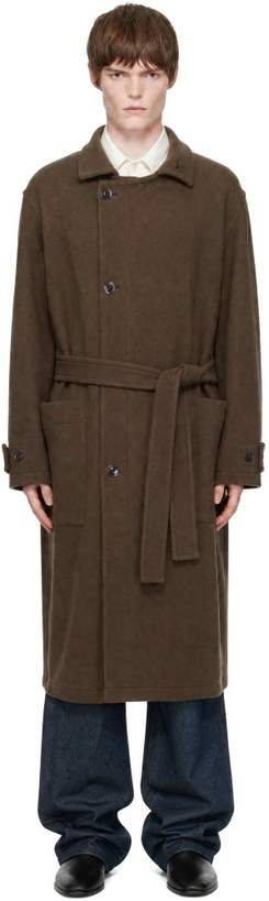 Photo: LEMAIRE Brown Wrap Double Wool Coat