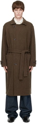 LEMAIRE Brown Wrap Double Wool Coat