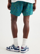 Throwing Fits - Straight-Leg Leopard-Print Mesh Shorts - Blue