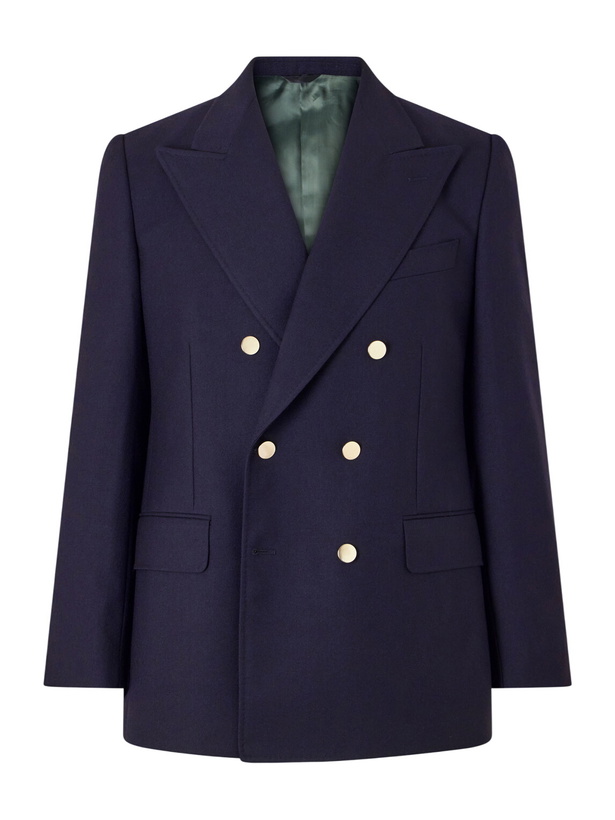 Photo: Husbands - Double-Breasted Wool-Twill Blazer - Blue