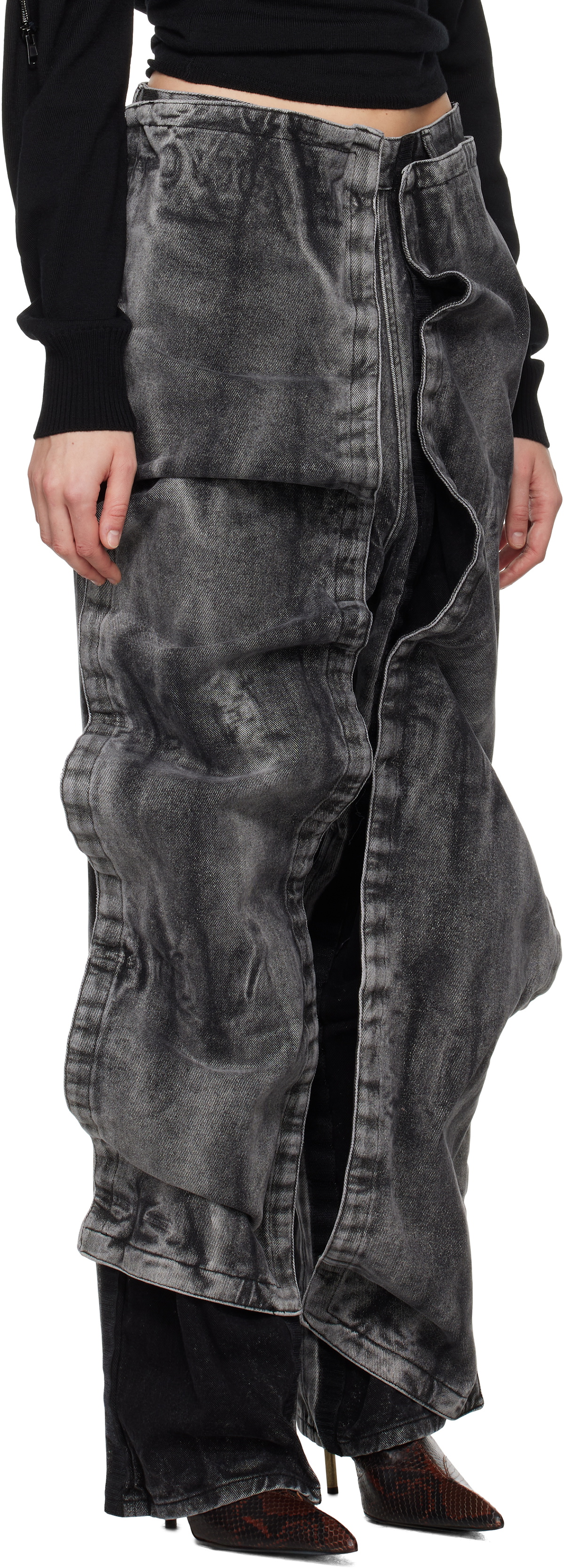 Y/Project Black Velcro Panel Jeans
