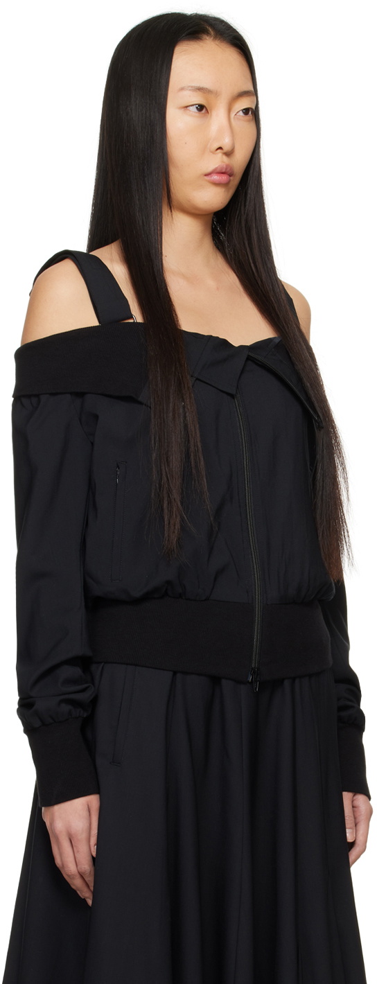 Yohji Yamamoto Black Off-The-Shoulder Jacket