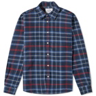 Portuguese Flannel Men's Pop Up Flannel Check Shirt in Navy/Red/White