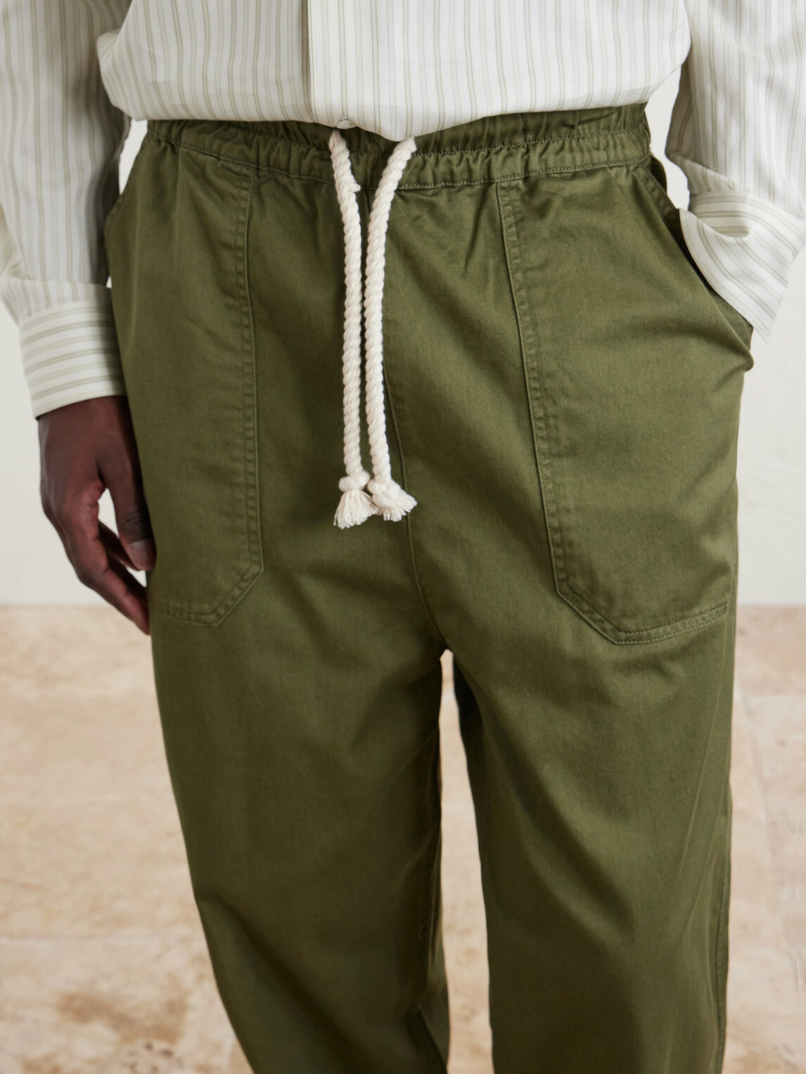Officine Générale - Ferry Wide-Leg Cotton-Twill Drawstring Shorts - Green