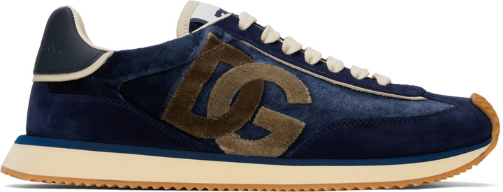 Photo: Dolce&Gabbana Navy 'DG' Cushion Sneakers