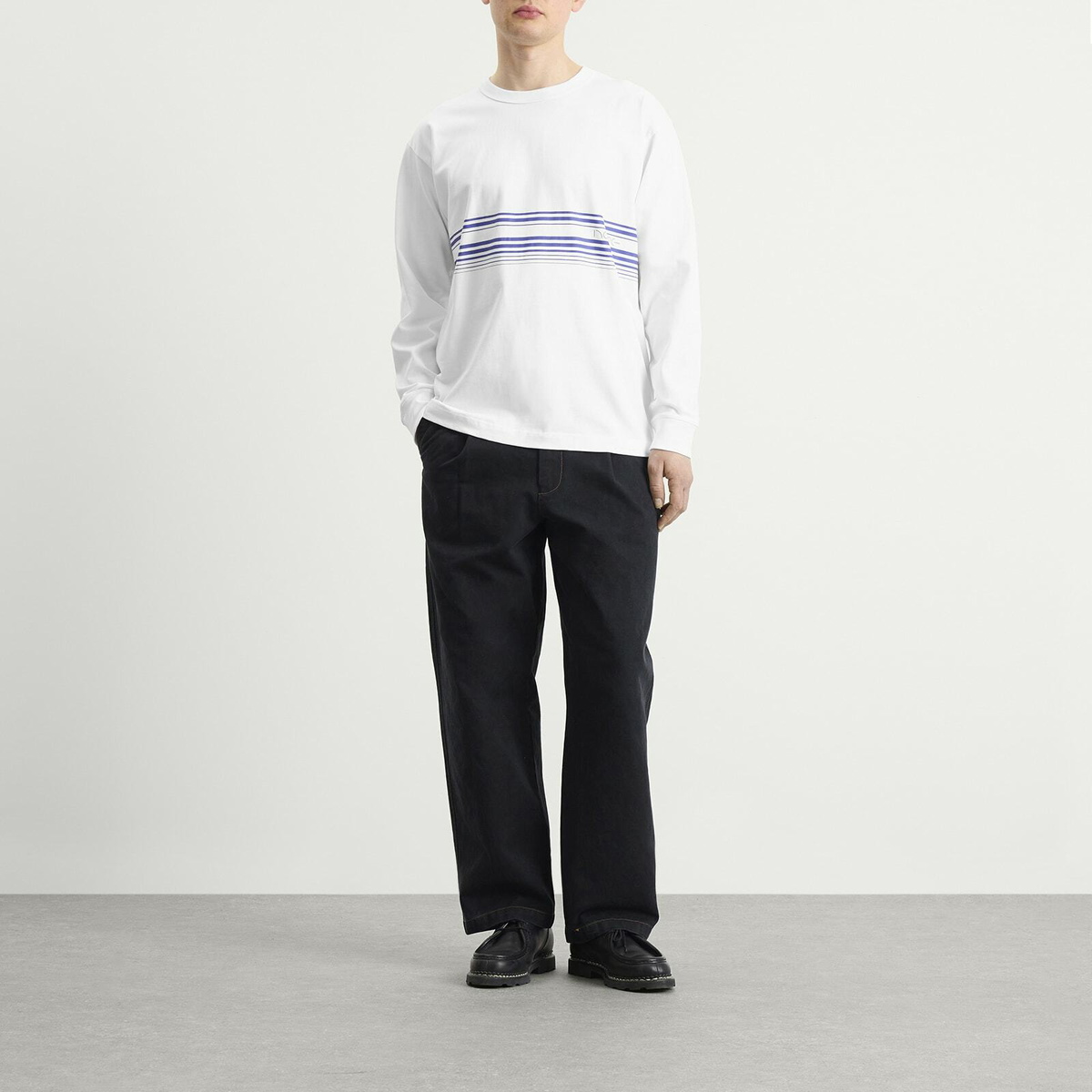Norse Projects Men's Loften Nautical Stripe Long Sleeve T-Shirt in White