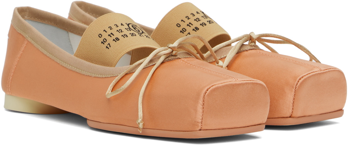 MM6 Maison Margiela Pink Satin Pointe Logo Ballerina Flats