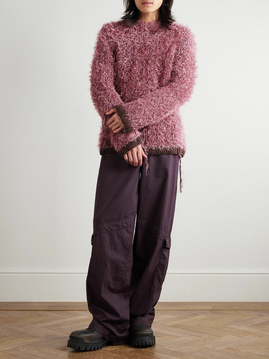 トップス sacai Gonz Wool Knit Sweater pink Sacai - Brushed-Knit Sweater - Pink Sacai
