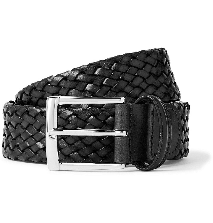 Photo: Anderson's - 3.5cm Woven Leather Belt - Gray