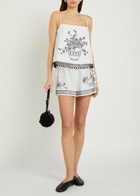 Bode Rosebloom Bead-embellished Cotton and Silk-blend Tank White