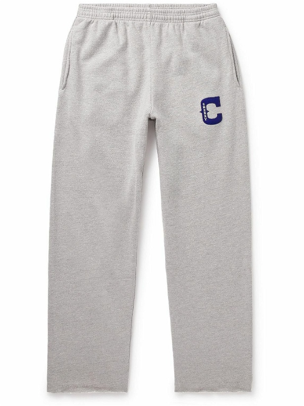 Photo: CHERRY LA - Straight-Leg Logo-Appliquéd Cotton-Jersey Sweatpants - Gray