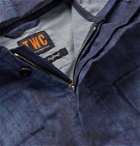 The Workers Club - Printed Half-Zip Hooded Ripstop Jacket - Blue