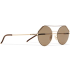 Fendi - Aviator-Style Gold-Tone and Matte-Acetate Sunglasses - Brown