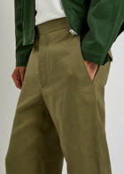 Bode Straight-leg Linen Trousers Olive