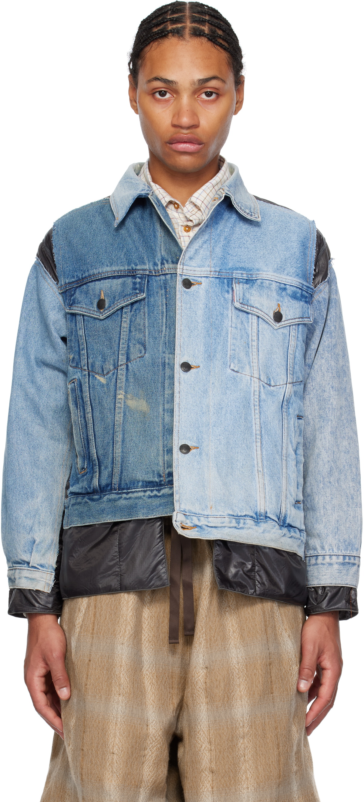 NEEDLES Indigo & Black Covered Denim Jacket