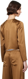 LESET Brown Barb Crew Cardigan