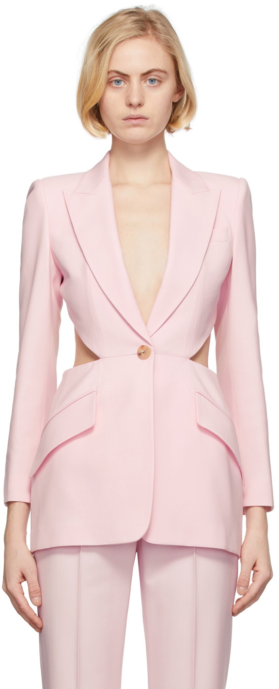 Alexander McQueen Pink Wool Open Back Jacket Alexander McQueen
