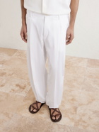 Dolce&Gabbana - Straight-Leg Pleated Cotton-Twill Trousers - White