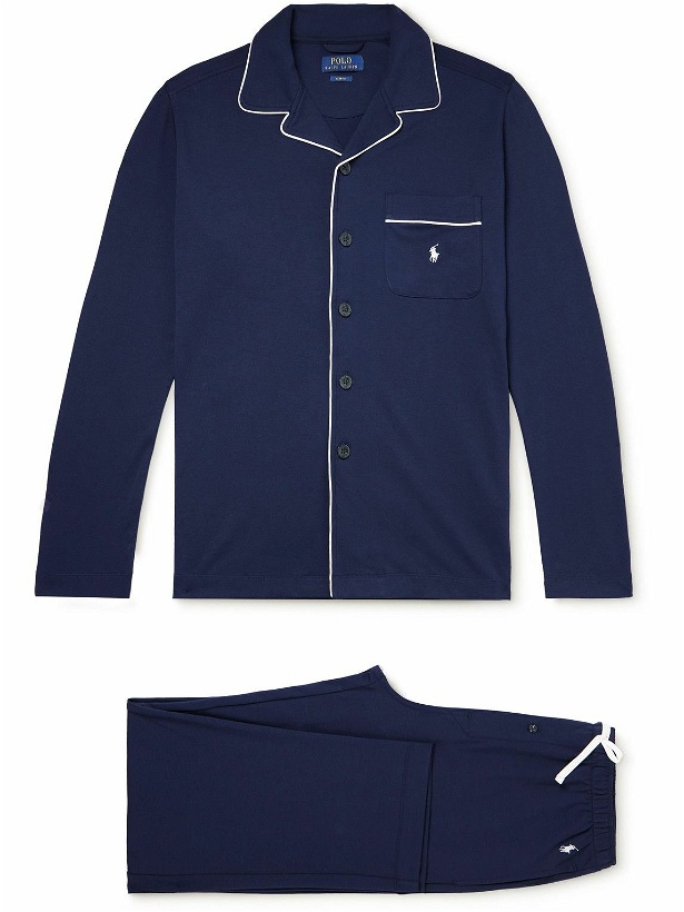 Photo: Polo Ralph Lauren - Logo-Embroidered Cotton-Jersey Pyjama Set - Blue