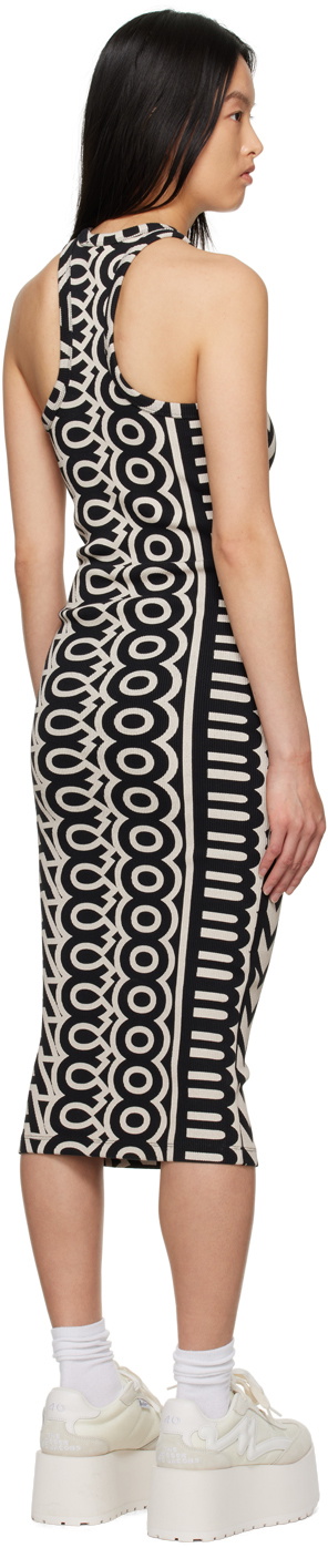 Marc Jacobs Black & Beige 'The Monogram Racer Rib Dress' Midi Dress