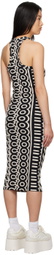 Marc Jacobs Black & Beige 'The Monogram Racer Rib Dress' Midi Dress