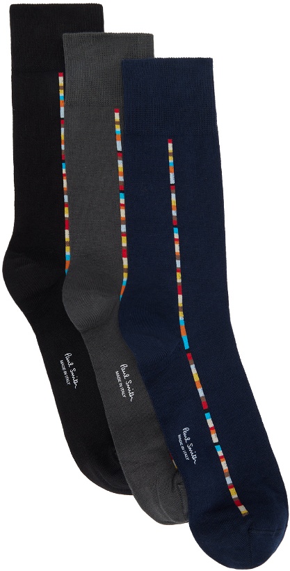 Photo: Paul Smith Three-Pack Multicolor Signature Stripe Socks