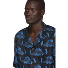 Valentino Black and Blue Undercover Edition Silk UFO Logo Shirt