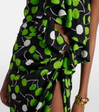 Saint Laurent Ruched printed silk gown