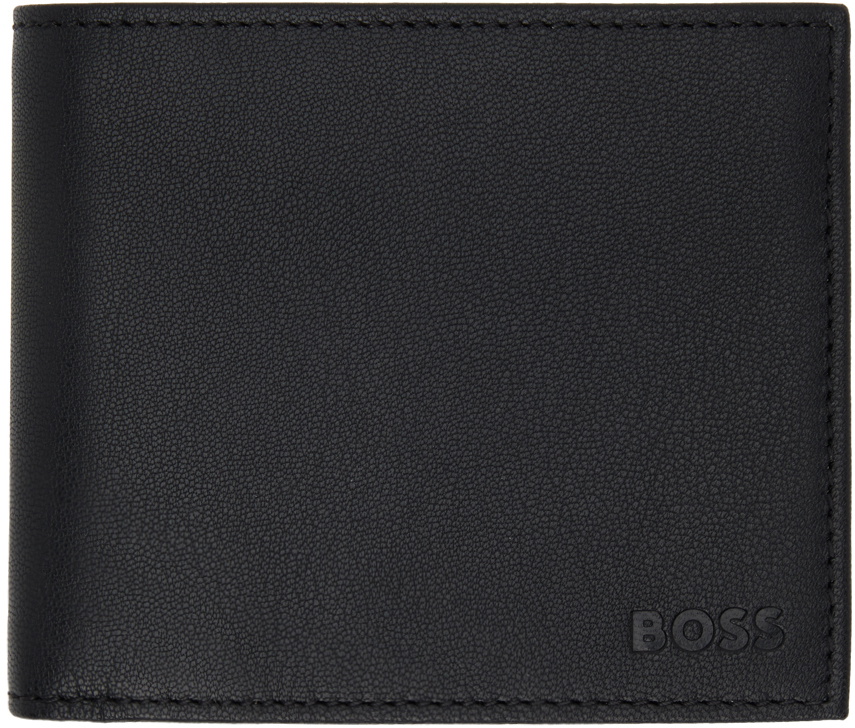 Boss Black Matte Leather Embossed Logo Wallet Boss 7646