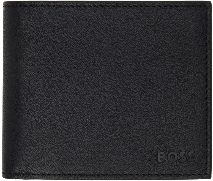 Photo: BOSS Black Matte Leather Embossed Logo Wallet