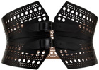 ALAÏA Black Leather Openwork Corset Belt